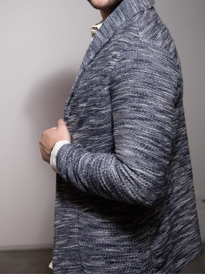 Cardigan Mescla Raiado Azul
