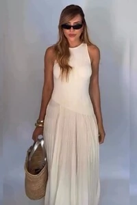 Vestido Plissado Tricot