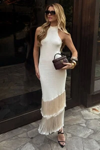 Vestido Tricot Franjas
