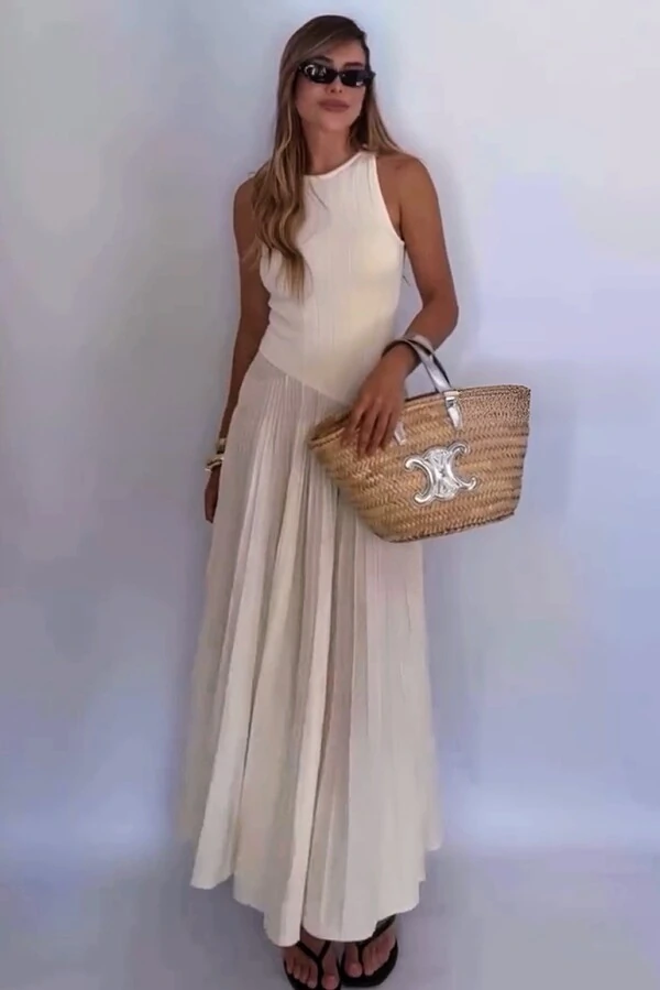 Vestido Plissado Tricot