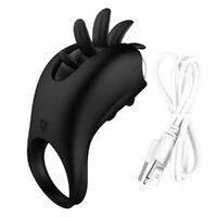 Anel Peniano com Vibração e Rotação De Língua Estimuladora De Clitóris