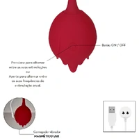 Vibrador Estimulador Clitoriano Duplo em Formato de Rosa por Aplicativo