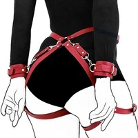 Algema de Pulso com Cinta Harness em Couro e Metal para Coxa e Arreio