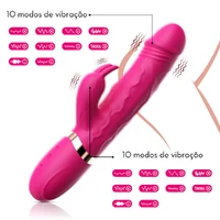 Vibrador com Estimulador Duplo Rabbit Ponto G e Clitóris com Veias