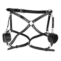 Algema de Pulso com Cinta Harness em Couro e Metal para Coxa e Arreio