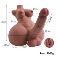 Boneca Realista Sex Doll Meio Corpo Hermafrodita Vagina Ânus Pênis Duro