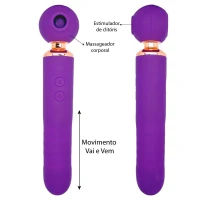Vibrador Massageador 3 em 1 com Estimulador de Clitóris e Vai e Vem