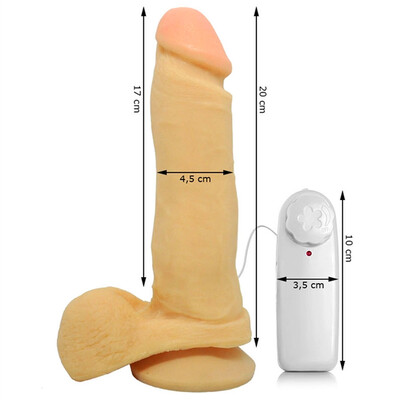 FotoPênis com Escroto, Ventosa e Vibrador em Cyberskin 20 cm x 4,5 cm