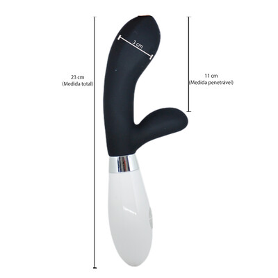 FotoVibrador Siliconado com Estimulador Clitoriano e 10 Vibrações 20 cm x 3,6 cm