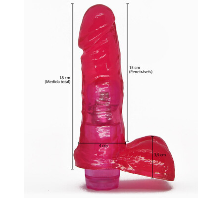 FotoPrótese Sensual com Escroto e Vibro Multivelocidade 18 cm x 4 cm