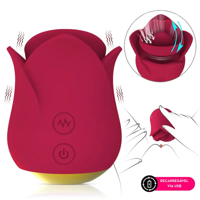 Foto Língua Vibratória Estimulador Clitoriano em Formato de Flor Aveludado