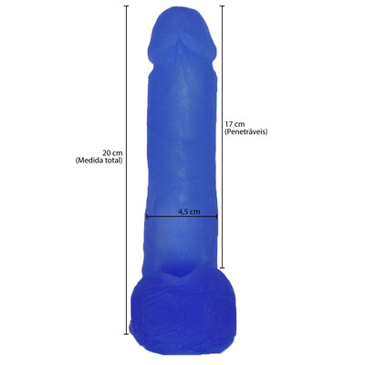 FotoPênis com Escroto, Ventosa e Vibrador em Cyberskin 20 cm x 4,5 cm