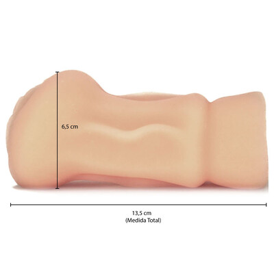 FotoMasturbador Formato Vagina com Lábios Texturizados em Cyberskin 14 cm x 4,5 cm