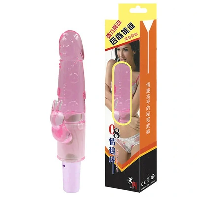 Foto Vibrador Bastão com Capa Removível e Estimulador Clitoriano Coelho 19 cm x 3 cm