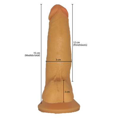 FotoPênis Gostosão com Escroto, Ventosa e Vibro 15 cm x 3 cm