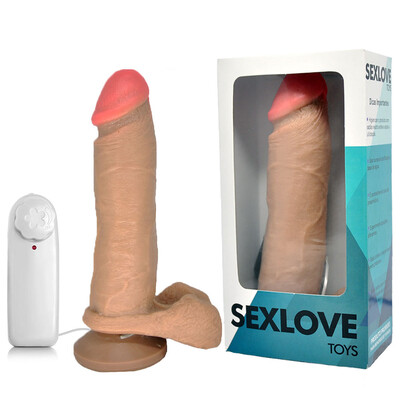 Foto Pênis com Escroto, Ventosa e Vibrador em Cyberskin 20 cm x 4,5 cm