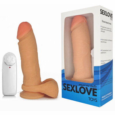 Foto Pênis com Escroto, Ventosa e Vibrador em Cyberskin 20 cm x 4,5 cm