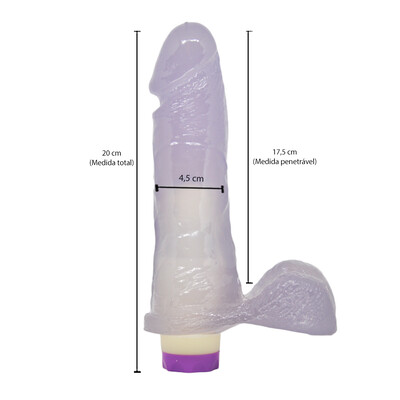 FotoPrótese 8 com Escroto e Vibro 20 cm x 4,5 cm