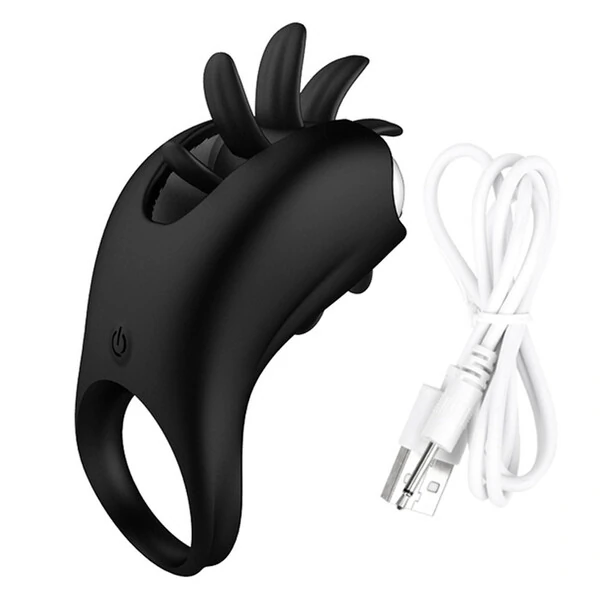 Anel Peniano com Vibração e Rotação De Língua Estimuladora De Clitóris