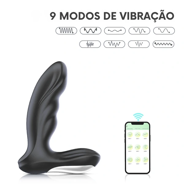 Massageador de Próstata Controlado por Aplicativo com Toque Aveludado