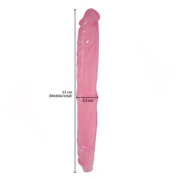 Pênis Duplo Havaiano Cor Rosa 33 cm x 3,5 cm