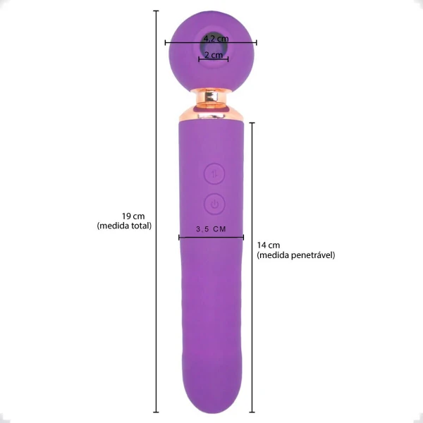 Vibrador Massageador 3 em 1 com Estimulador de Clitóris e Vai e Vem