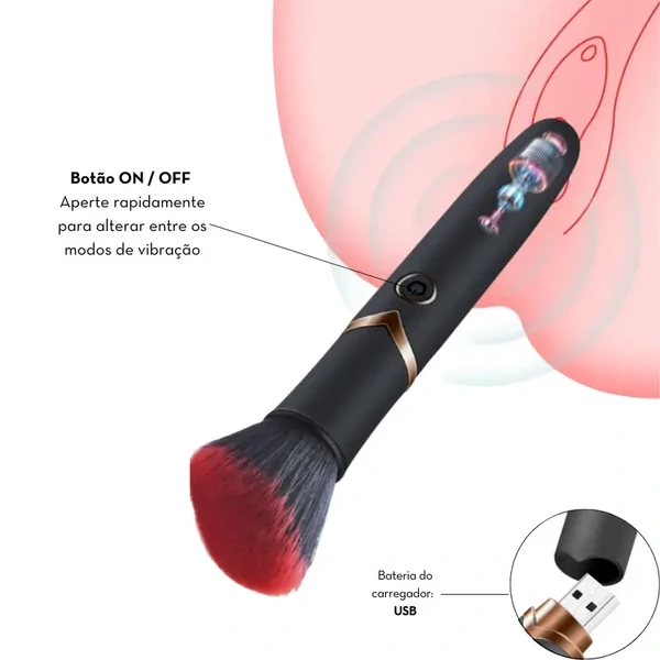 Vibrador em Formato de Pincel Discreto 8 Modos de Vibração