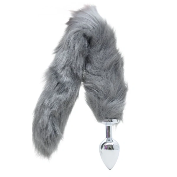 Plug Anal em Aço Inoxidável com Cauda Rabo de Pelúcia