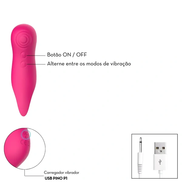 Vibrador Estimulador Clitoriano Triplo Língua Mágica Pulsação e Vibração