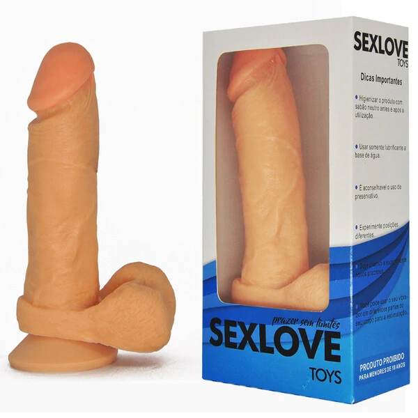 Pênis Magic com Escroto e Ventosa 19 cm x 4 cm