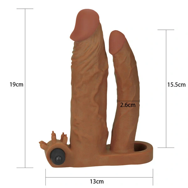 Capa Peniana Extensora com Anel Companheiro e Vibro 19 cm x 3,4 cm