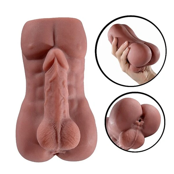 Masturbador de Silicone Tórax Masculino com Pênis e Ânus Penetrável