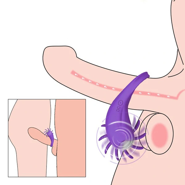 Anel Peniano com Vibração e Rotação De Língua Estimuladora De Clitóris