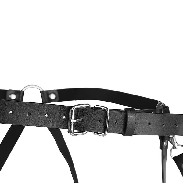 Algema de Pulso com Cinta Harness em Couro e Metal para Coxa e Arreio