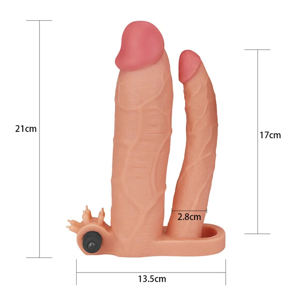 Capa Peniana Extensora com Anel Companheiro e Vibro 19 cm x 3,4 cm