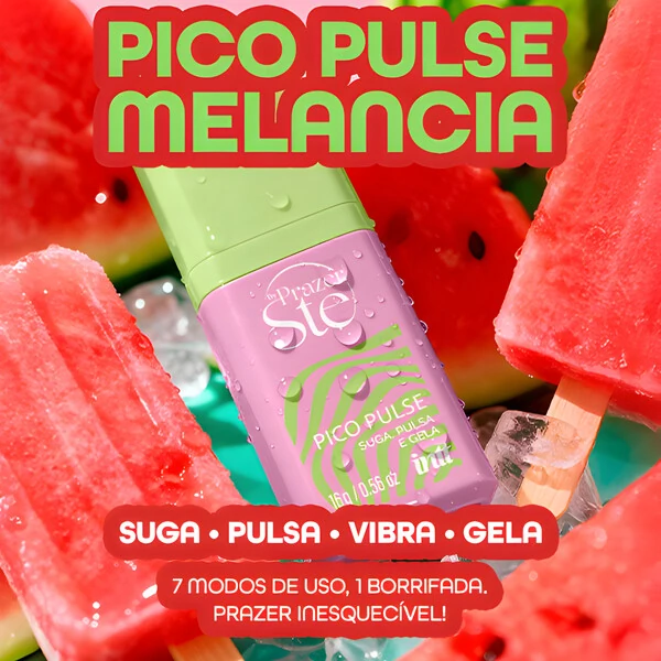 Gel Sugador Excitante Pico Pulse Beijável Unissex Vibra Pulsa e Gela Forte