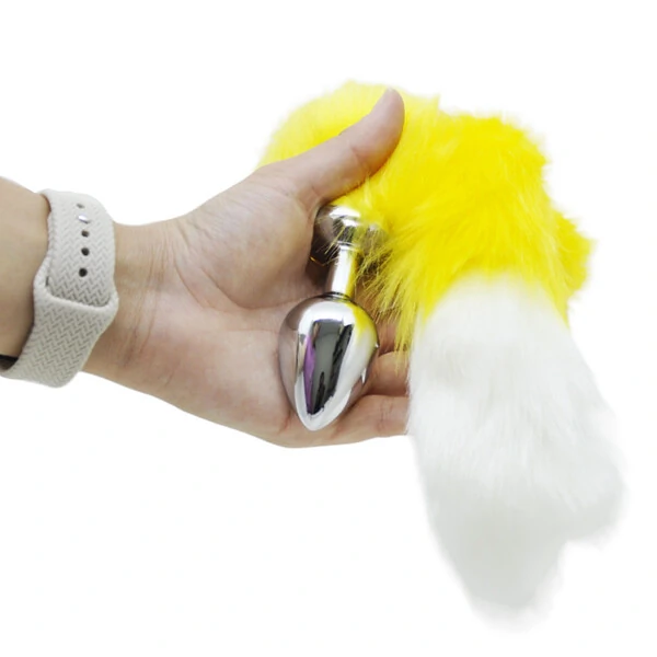 Plug Anal em Aço Inoxidável com Cauda Rabo de Pelúcia