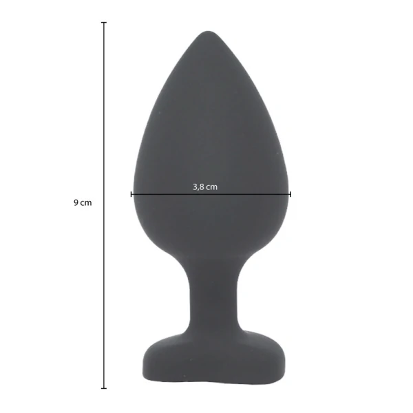 Plug Anal em Silicone com Joia em Formato de Coração - Tamanho G 9 cm x 3,8 cm