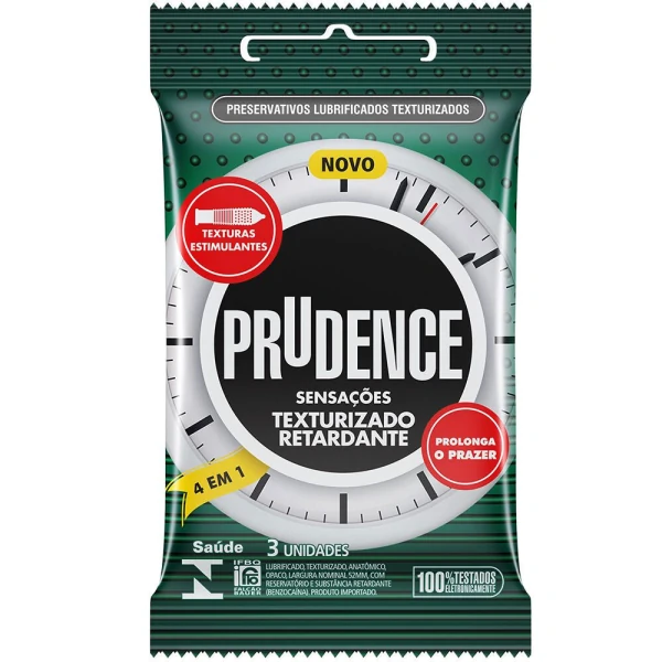 Preservativo Prudence Texturizado Retardante 4 em 1