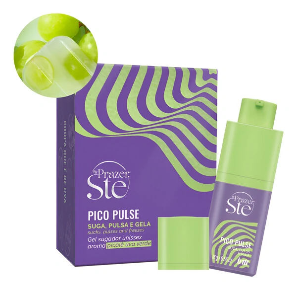 Gel Sugador Excitante Pico Pulse Beijável Unissex Vibra Pulsa e Gela Forte