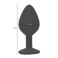 Plug Anal em Silicone com Joia - Tamanho M 7,8 cm x 3,2 cm