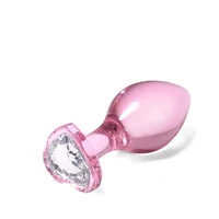 Plug Anal de Vidro com Pedra Brilhante da Base Formato Coração