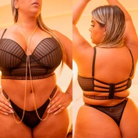 Conjunto Sensual Cropped com Bojo e Elástico Trabalhado