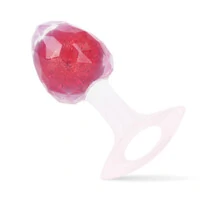Plug Anal Macio em Silicone Platina com Alça - Textura Diamantada