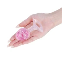 Plug Anal Macio em Silicone Platina com Alça - Textura Diamantada