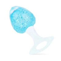 Plug Anal Macio em Silicone Platina com Alça - Textura Diamantada