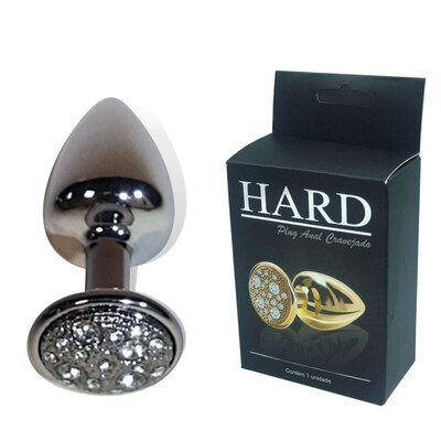 Foto Plug Anal em Metal HARD Médio com Base Cravejada 7,5 cm x 3,5 cm