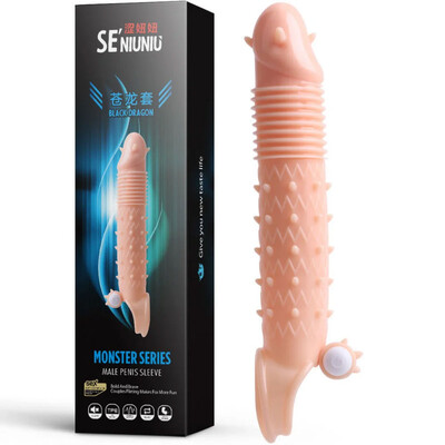 Foto Capa Peniana com Anel e Vibro - Cerdas Estimuladoras - Monster Series
