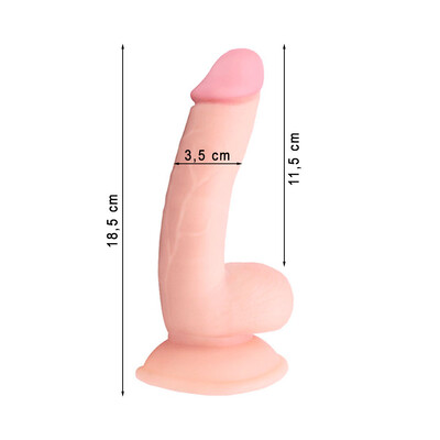 FotoPênis Realístico Curvado Silicone com Ventosa e Veias 18,5 cm