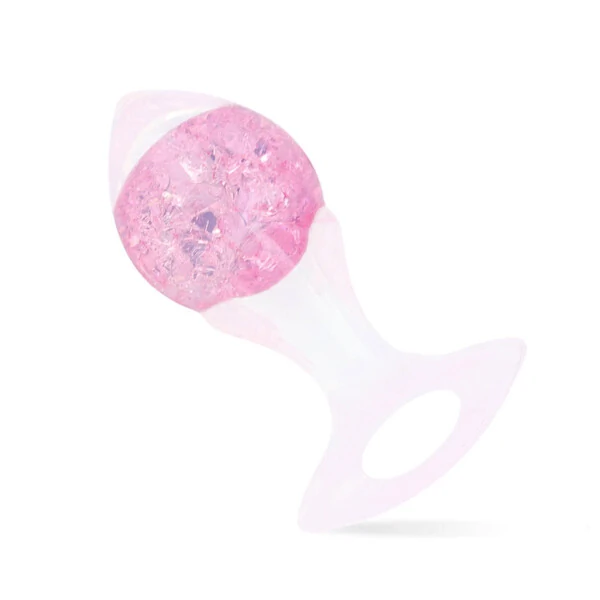 Plug Anal em Silicone Platina com Alça - Esfera Colorida